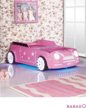 Кровать-машина Mini white розовая Princess Pink Gencecix