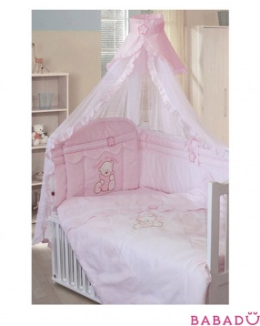 Комплект в кроватку Сабина 7 предметов розовый Золотой Гусь