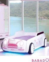 Кровать-машина Mini white белая Princess Pink Gencecix