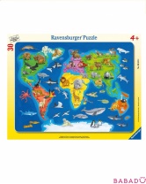 Пазл Карта мира с животными 30 шт Ravensburger