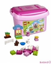 Розовая коробка с кубиками Lego Duplo (Лего Дупло)