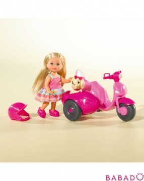Кукла Еви на мотороллере и собачка Simba (Симба)