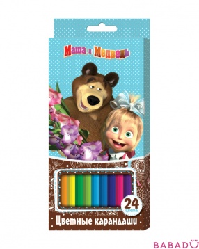 Набор цветных карандашей Маша и Медведь 24 цвета Росмэн (Rosman)