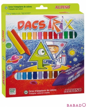 Восковые карандаши трехгранные Dacstrix 24 цвета Alpino (Альпино)