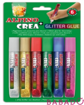 Гелевые карандаши Crea Classic с блестками для декорирования 6 цветов Alpino (Альпино)