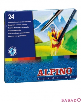 Цветные шестигранные акварельные карандаши AQUALINE 24 цвета Alpino (Альпино)