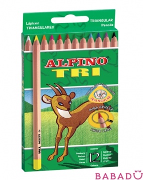 Цветные трёхгранные карандаши TRI 12 цветов Alpino (Альпино)