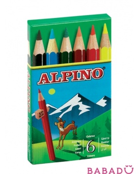 Цветные шестигранные карандаши компактного размера 6 цветов Alpino (Альпино)