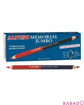 Цветные утолщённые двухсторонние шестигранные карандаши Memorial JUMBO 12 шт Alpino (Альпино)