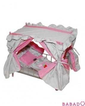 Кроватка для кукол с балдахином розово-серебристая с яблочком Gulliver (Гулливер)
