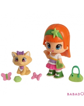 Кукла Пинипон с оранжевыми волосами с кошечкой в сумочке Famosa (Фамоса)