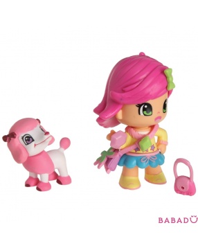 Кукла Пинипон с розовыми волосами с собачкой в сумочке Famosa (Фамоса)
