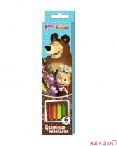Набор цветных карандашей Маша и Медведь 6 цветов Росмэн (Rosman)