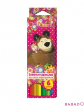 Цветные карандаши трехгранные Маша и Медведь 6 цветов Росмэн (Rosman)