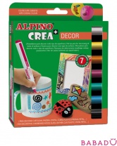 Фломастеры Crea Decor в утолщённом корпусе для декорирования разных материалов 7 цветов Alpino (Альпино)