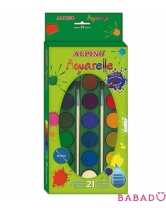Акварельные краски 21 цвет и 2 кисточки Alpino (Альпино)
