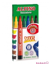 Фломастеры Maxi в утолщённом корпусе с толстым стержнем 6 мм, 6 цветов Alpino (Альпино)