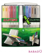 Фломастеры BI LINEA с двухфункциональной формой стержня 12 цветов кассета X PENCIL Alpino (Альпино)