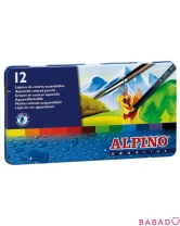 Цветные шестигранные акварельные карандаши AQUALINE 12 цветов Alpino (Альпино)