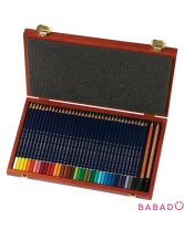 Цветные шестигранные акварельные карандаши AQUALINE 36 цветов и 2 графитных карандаша