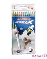 Цветные шестигранные карандаши METALIX с металлизированным эффектом 12 цветов Alpino (Альпино)