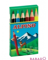 Цветные шестигранные карандаши компактного размера 6 цветов Alpino (Альпино)