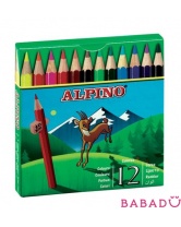 Цветные шестигранные карандаши компактного размера 12 цветов Alpino (Альпино)
