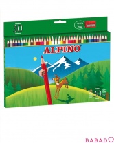 Цветные шестигранные карандаши 30 цветов и точилка Alpino (Альпино)