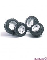 Шины для системы сдвоенных колес с белыми дисками, диаметр 10,4/8,5 см Bruder (Брудер)