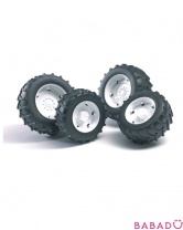 Шины для системы сдвоенных колес с белыми дисками, 12,5/9,8 см Bruder (Брудер)