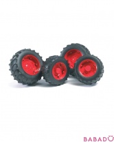 Шины для системы сдвоенных колес с красными дисками, диаметр 12,5/9,8 см Bruder (Брудер)