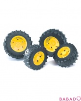 Шины для системы сдвоенных колес с желтыми дисками, диаметр 12,5/9,8 см Bruder (Брудер)