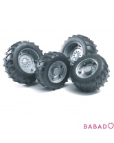 Шины для системы сдвоенных колес с серебристыми дисками, диаметр 12,5/9,8 см Bruder (Брудер)