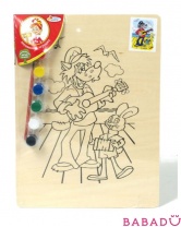 Деревянный холст с рисунком Играем вместе (Буратино) в ассорт.
