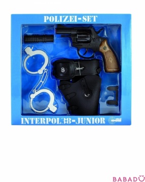 Набор с револьвером глушителем кобурой и наручниками Полиция Schrodel