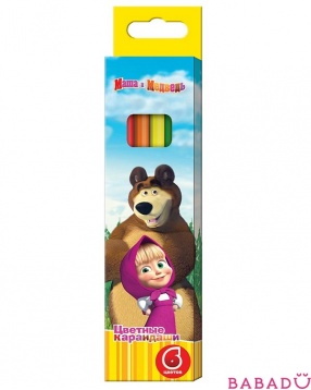 Цветные карандаши Маша и Медведь 6 цв. Росмэн (Rosman)