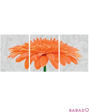 Раскраска по номерам Триптих Хризантема крупноцветковая оранжевая 40х120 Schipper (Шиппер)