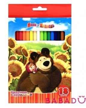 Цветные карандаши Маша и Медведь 18 цв. Росмэн (Rosman)