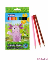 Цветные карандаши толстые трехгранные Лунтик 12 цветов Росмэн (Rosman)