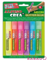 Гелевые карандаши Crea Neon с блестками для декорирования 6 цветов Alpino (Альпино)