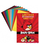 Цветная бумага А4 мелованная Angry Birds Апплика