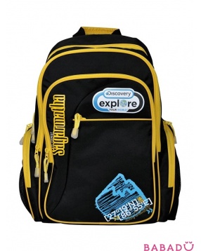 Рюкзак Discovery с жёсткой уплотнённой продольной спинкой чёрный с жёлтой отделкой  Action!