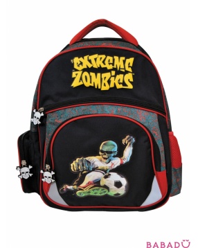 Рюкзак подростковый Extreme zombies с уплотненной спинкой черный с красной отделкой Action!
