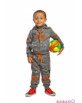 Костюм спортивный для мальчика: толстовка на молнии и брюки Galaxy серый Nikkas