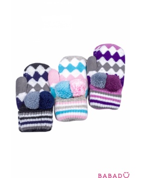 Варежки детские зимние 5-9 лет сиреневые, розовые, синие S.Gloves