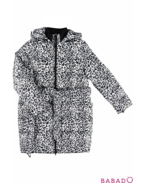 Зимнее пальто для девочки с леопардовым узором Button Blue