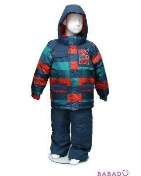 Зимний костюм для мальчика оранжевые и синие полосы Peluche et Tartine 104 см