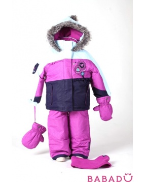 Зимний костюм для девочки белый/розовый/синий 74 см Krickets