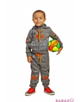 Костюм спортивный для мальчика: толстовка на молнии и брюки Galaxy серый Nikkas