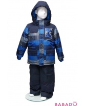 Зимний костюм для мальчика синие и серые полосы Peluche et Tartine 104 см